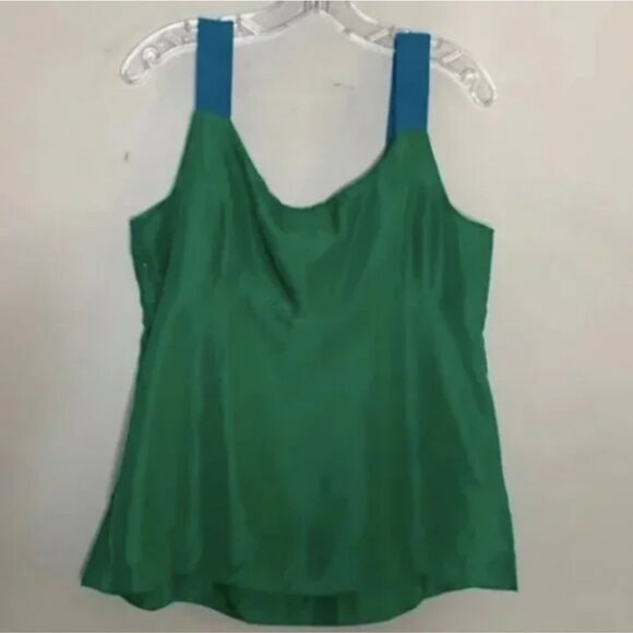 Boden Green and Blue Strap Silk Top with Rosettes Size 16 NWT - Picture 2 of 9